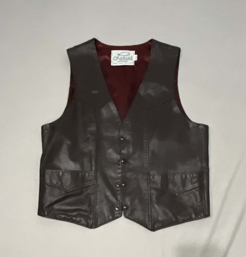 Lariat Leathers Vintage Brown Genuine Leather Vest Size M Made in USA